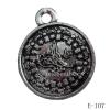 Antique Silver Acrylic Pendant, Coin 21x25mm Hole:2.5mm, Sold by Bag
