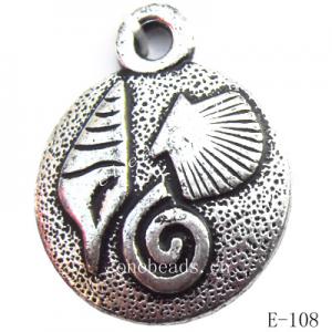 Antique Silver Acrylic Pendant, Coin 20x25mm Hole:2.5mm, Sold by Bag