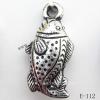 Antique Silver Acrylic Pendant, Fish 14x28x7mm Hole:2mm, Sold by Bag