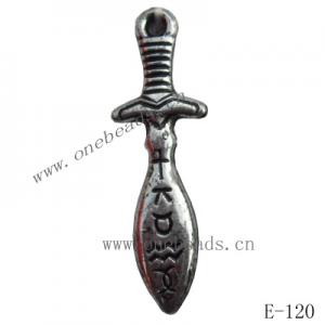 Antique Silver Acrylic Pendant, Sword 11x35mm Hole:1.5mm, Sold by Bag