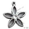 Antique Silver Acrylic Pendant, Flower 23x26mm Hole:1mm, Sold by Bag