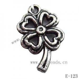 Antique Silver Acrylic Pendant, Flower 15x25mm Hole:1.5mm, Sold by Bag