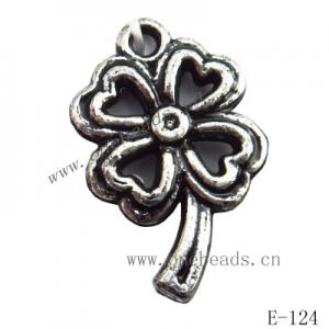 Antique Silver Acrylic Pendant, Flower 23x34x5mm Hole:1mm, Sold by Bag