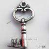 Antique Silver Acrylic Pendant, Key 12x26mm Hole:1.5mm, Sold by Bag