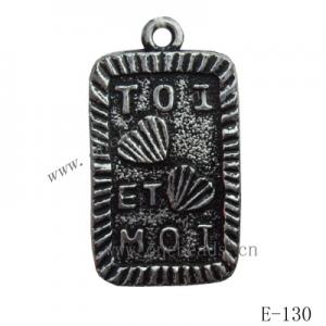 Antique Silver Acrylic Pendant, Rectangular 15x28mm Hole:1mm, Sold by Bag