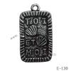 Antique Silver Acrylic Pendant, Rectangular 15x28mm Hole:1mm, Sold by Bag