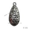 Antique Silver Acrylic Pendant, Teardrop 14x33x9mm Hole:1.5mm, Sold by Bag