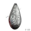 Antique Silver Acrylic Pendant, Teardrop 18x37x6mm Hole:1mm, Sold by Bag
