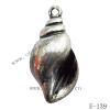 Antique Silver Acrylic Pendant, Conch 21x42x15mm Hole:2mm, Sold by Bag