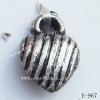 Antique Silver Acrylic Pendant, Heart 7x10mm Hole:1.5mm, Sold by Bag
