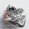 Antique Silver Acrylic Pendant, Heart 10x12mm Hole:1.5mm, Sold by Bag