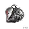 Antique Silver Acrylic Pendant, Heart 14x14mm Hole:1mm, Sold by Bag