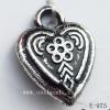 Antique Silver Acrylic Pendant, Heart 15x19mm Hole:3mm, Sold by Bag