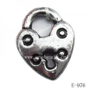 Antique Silver Acrylic Pendant, Heart 16x20mm Hole:5mm, Sold by Bag