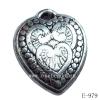 Antique Silver Acrylic Pendant, Heart 20x23x6mm Hole:1mm, Sold by Bag