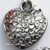 Antique Silver Acrylic Pendant, Heart 18x20x6mm Hole:2.5mm, Sold by Bag