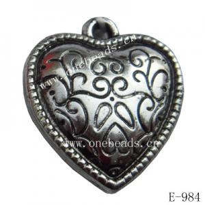 Antique Silver Acrylic Pendant, Heart 20x22x7mm Hole:2mm, Sold by Bag