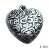 Antique Silver Acrylic Pendant, Heart 25x26x7mm Hole:2mm, Sold by Bag