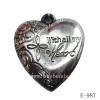 Antique Silver Acrylic Pendant, Heart 25x28x8mm Hole:2mm, Sold by Bag