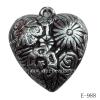 Antique Silver Acrylic Pendant, Heart 28x30x12mm Hole:2mm, Sold by Bag