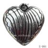 Antique Silver Acrylic Pendant, Heart 33x33x7mm Hole:3mm, Sold by Bag