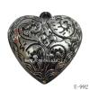 Antique Silver Acrylic Pendant, Heart 34x33x15mm Hole:2mm, Sold by Bag