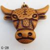 Imitate Wood Acrylic Pendant, Cattle Head 34x42x12mm Hole:2mm, Sold by Bag