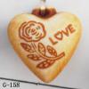 Imitate Wood Acrylic Pendant, Heart 14x15x8mm Hole:1mm, Sold by Bag