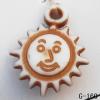 Imitate Wood Acrylic Pendant, Smiley face 13x16mm Hole:1mm, Sold by Bag