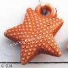 Imitate Wood Acrylic Pendant, Star 15x17x6mm Hole:2mm, Sold by Bag