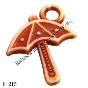 Imitate Wood Acrylic Pendant, Umbrellas 17x20mm Hole:3mm, Sold by Bag
