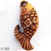 Imitate Wood Acrylic Pendant, Fish 20x39x12mm Hole:3mm, Sold by Bag
