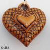 Imitate Wood Acrylic Pendant, Heart 20x20x11mm Hole:2mm, Sold by Bag