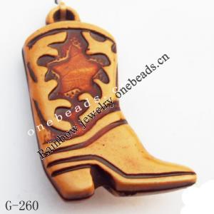 Imitate Wood Acrylic Pendant, Boots 21x32x5mm Hole:2mm, Sold by Bag