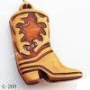 Imitate Wood Acrylic Pendant, Boots 21x32x5mm Hole:2mm, Sold by Bag