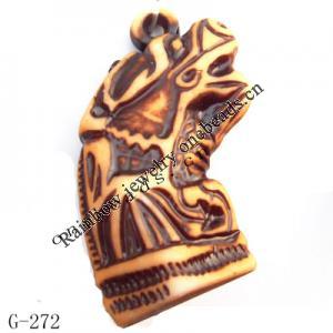 Imitate Wood Acrylic Pendant, 26x39x11mm Hole:2mm, Sold by Bag