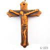 Imitate Wood Acrylic Pendant, Cross 30x39x8mm Hole:1mm, Sold by Bag