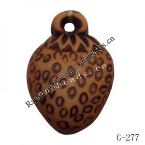 Imitate Wood Acrylic Pendant, Fruit 12x17x7mm Hole:1mm, Sold by Bag