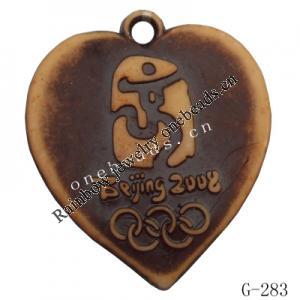 Imitate Wood Acrylic Pendant, Heart 25x28x3mm Hole:1.5mm, Sold by Bag