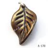 Antique Copper Acrylic Pendants, Leaf 11x20mm Hole:1mm, Sold by Bag 