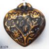 Antique Copper Acrylic Pendants, Heart 15x15mm Hole:1.5mm, Sold by Bag 