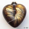 Antique Copper Acrylic Pendants, Heart 18x20mm Hole:1.5mm, Sold by Bag 