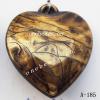 Antique Copper Acrylic Pendants, Heart 24x28mm Hole:2mm, Sold by Bag 