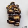 Antique Copper Acrylic Pendants, Bear 15x29mm Hole:2.5mm, Sold by Bag 
