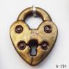 Antique Copper Acrylic Pendants, Heart 15x19mm Hole:5mm, Sold by Bag 