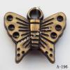 Antique Copper Acrylic Pendants, Butterfly 22x21mm Hole:3mm, Sold by Bag 