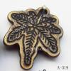 Antique Copper Acrylic Pendants, Leaf 22x35mm Hole:1.5mm, Sold by Bag 