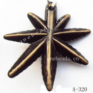 Antique Copper Acrylic Pendants, Leaf 27x30mm Hole:1.5mm, Sold by Bag 