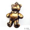 Antique Copper Acrylic Pendants, Bear 25x40x14mm Hole:2mm, Sold by Bag 