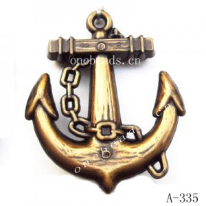 Antique Copper Acrylic Pendants, SEA ANCHOR 38x44mm Hole:3mm, Sold by Bag 
